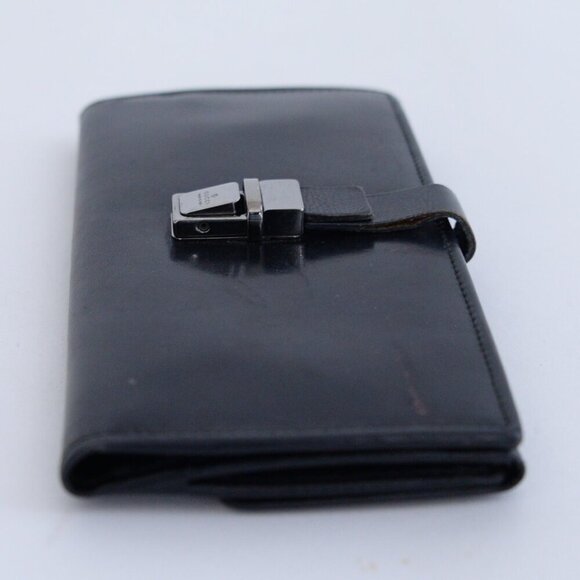 Vintage Gucci Black Leather Long Bifold Flap Silver-Tone Hardware Wallet - Picture 8 of 16
